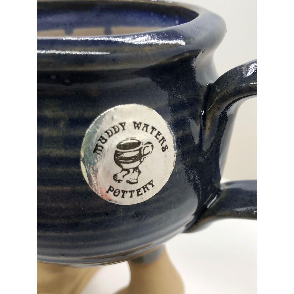 Muddy Waters Pottery 1985 Vintage Feet Flip Flops Coffee Mug Cobalt Blue 6in - Picture 3 of 11